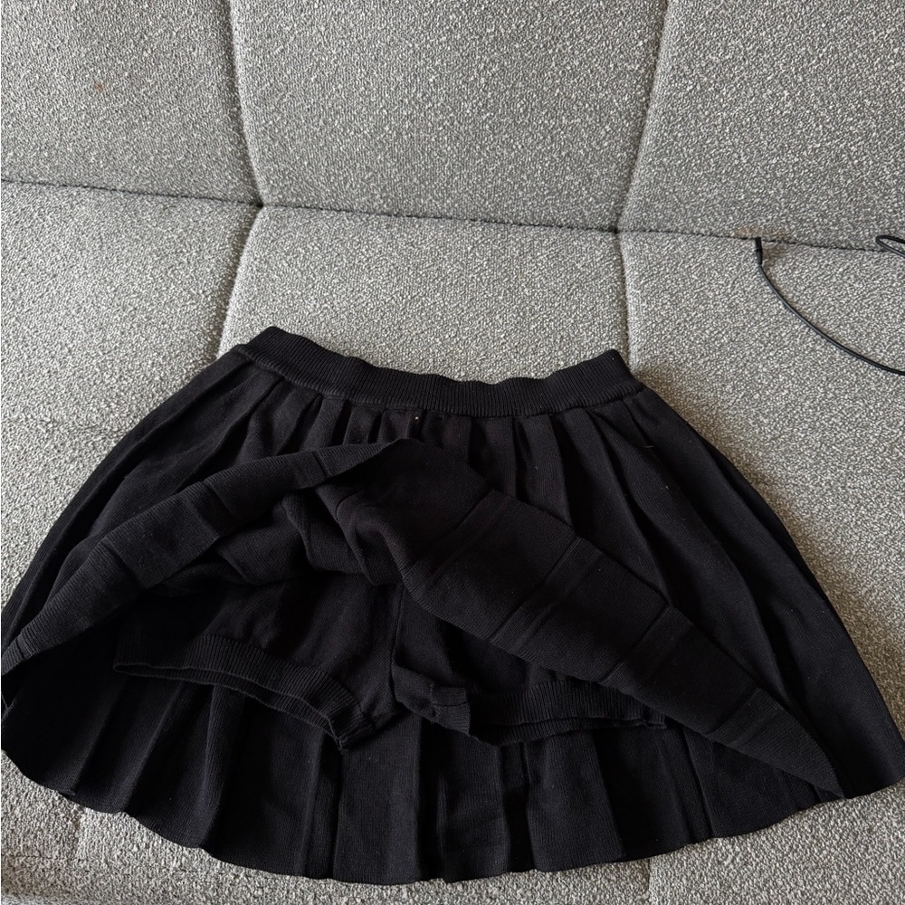 Black Pleated Mini Skirt with Built-In Shorts